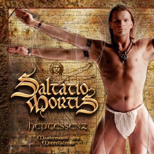 CD cover: man with outstretched arms against a vintage, script background.