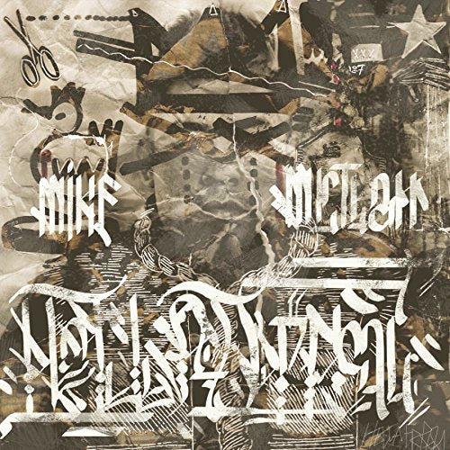 CD cover with collage of hands, weapons, and stylized text.