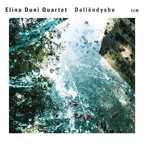CD cover for Elina Duni Quartet’s “Dallëndyshe” with abstract blue and green imagery.