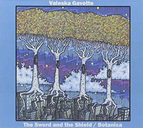 "Album cover featuring a stylized illustration of four birch trees against a blue background."