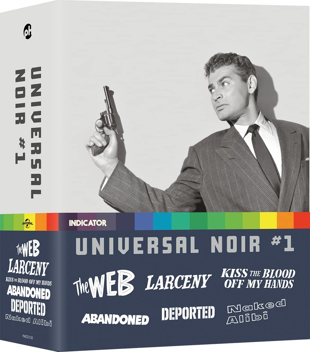 "Blu-ray box set with a black-and-white man holding a gun, suit-clad."