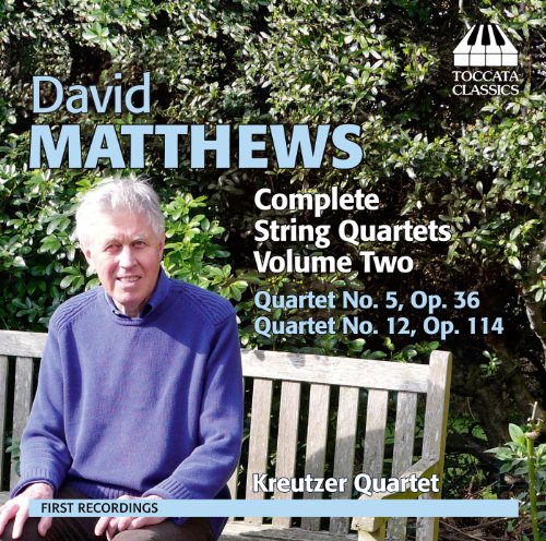 CD cover featuring portrait of composer David Matthews and the Kreutzer Quartet.