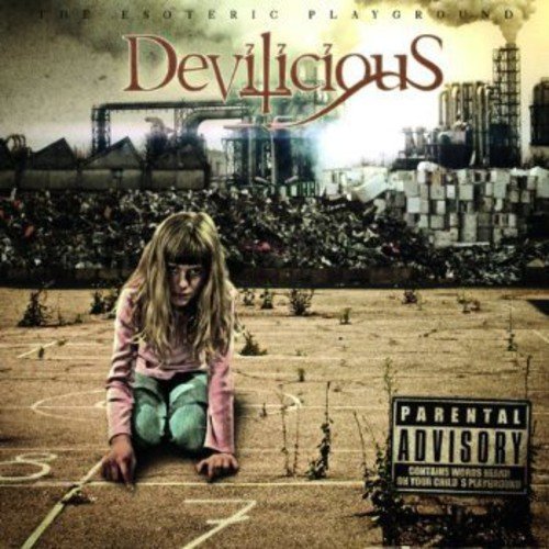Album cover: young girl in a playground with a polluted industrial background.