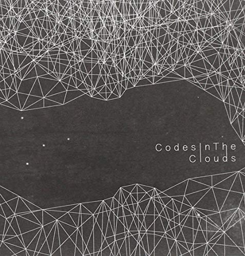 Dark album cover with white geometric lines resembling clouds and text.