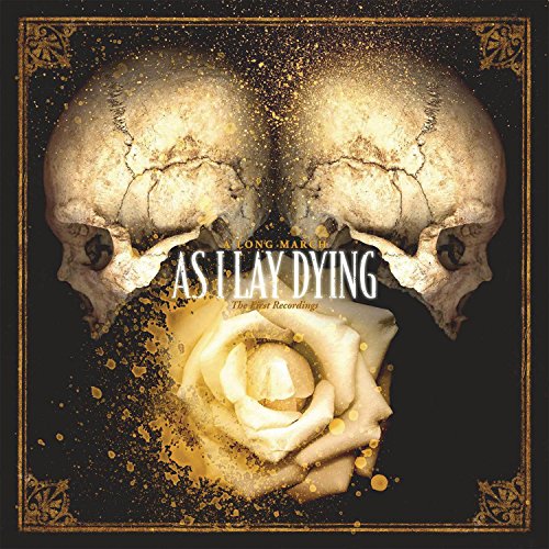 The image depicts a CD cover for the album "As I Lay Dying" with a dark and ominous tone. The cover features a striking design, with two skulls facing each other, surrounded by a gold border and a rose in the center. The title of the album is prominently displayed in white text, with the subtitle "The First Recordings" written in smaller text below. **Key Features:** * **Skulls:** Two skulls are positioned facing each other, creating a sense