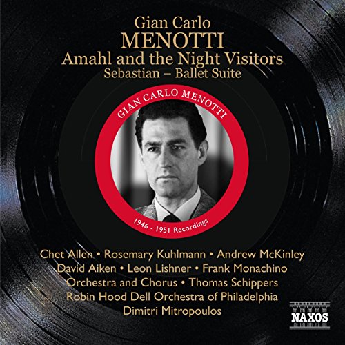 CD cover featuring composer Gian Carlo Menotti’s portrait in a red circle.
