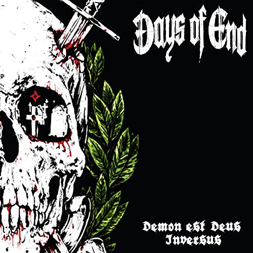 Skull with foliage and red markings, album cover for Days of End.