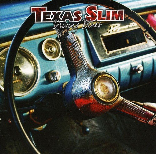 CD cover for Texas Slim’s “Driving Blues” featuring a vintage car dashboard.