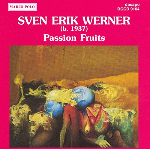 "Album cover with surreal painting of figures on a pink background."