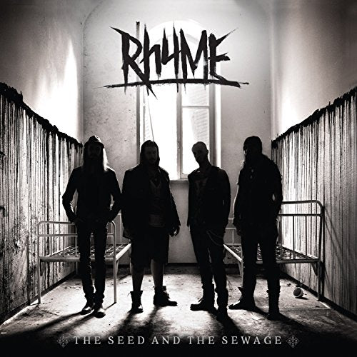 Black and white album cover featuring four silhouetted figures in a room.