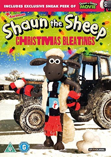 "Shaun the Sheep DVD cover featuring a sheep in a festive outfit."