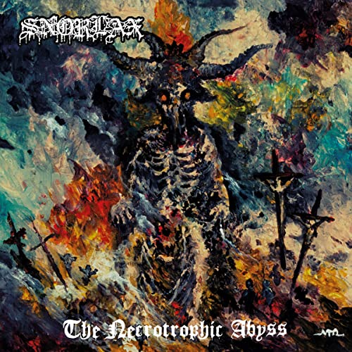 CD cover: dark, textured painting of a demonic figure and crosses.