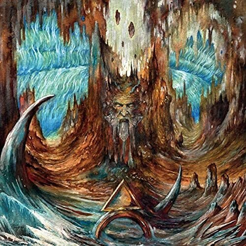 Painted album cover featuring a monstrous face and cavernous landscape.