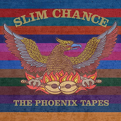 Album cover for Slim Chance’s “The Phoenix Tapes” featuring a phoenix and guitars.