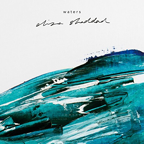 CD cover for Eliza Haddad’s “Waters EP” with blue abstract paint.