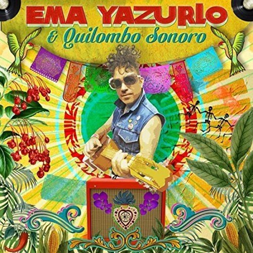 The image depicts a CD cover featuring a man playing a guitar, surrounded by tropical elements.