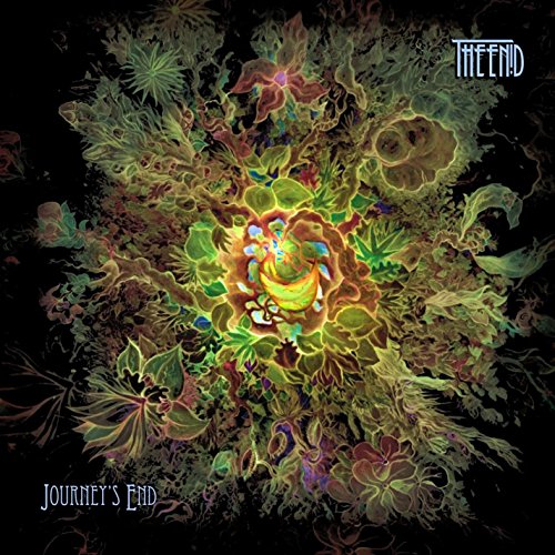 A psychedelic album cover with a colorful, swirling design on a black background.