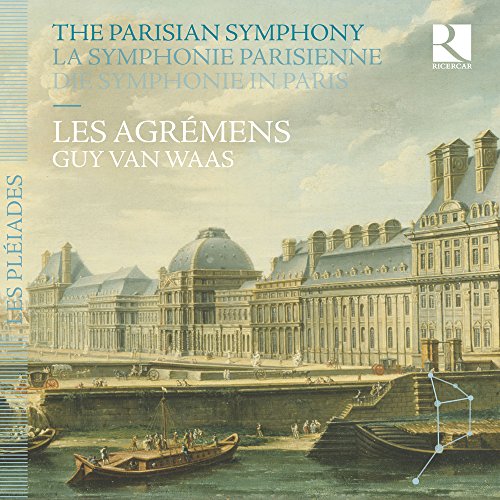 "CD cover featuring a classical painting of a large building by a river."