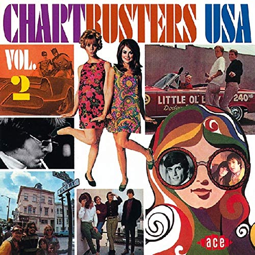 CD cover for “Chartbusters USA Vol.2” with 1960s fashion collage.