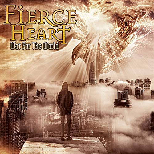 CD cover: city skyline, figure, and large bird of prey in flames.
