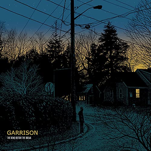 Album cover: nighttime suburban street scene with silhouetted trees and a person.