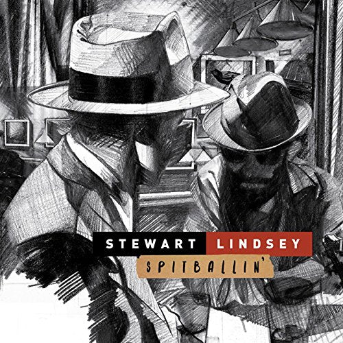 CD cover: sketch of two musicians in hats with a drum kit.
