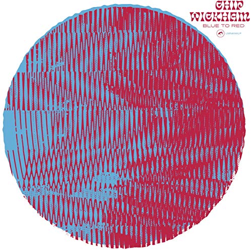 Vinyl record cover with blue and red textured, circular design.