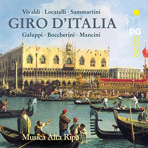 "CD cover featuring a painting of a Venetian canal scene with gondolas and people."
