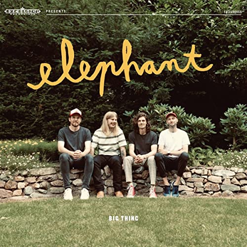 Album cover for "Elephant" by Big Thing, featuring four people on a wall.