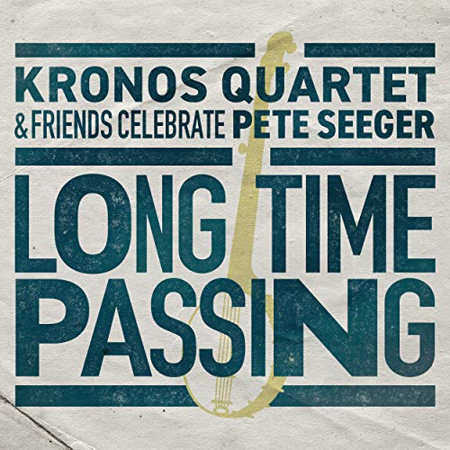 Vinyl album cover with "Long Time Passing" in large teal text and a banjo image.