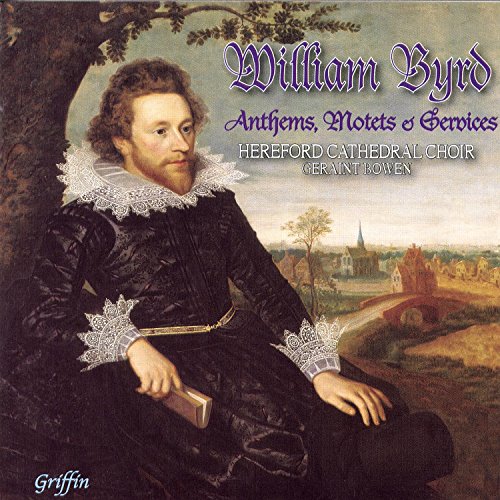 CD cover featuring a portrait of composer William Byrd and a cathedral.