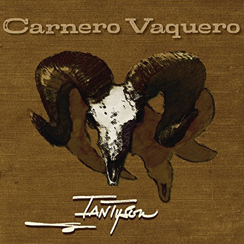 "Album cover with a bighorn sheep skull on a brown background."