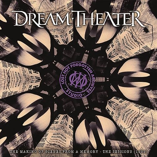 Dream Theater album cover with a swirling collage of newspaper clippings.