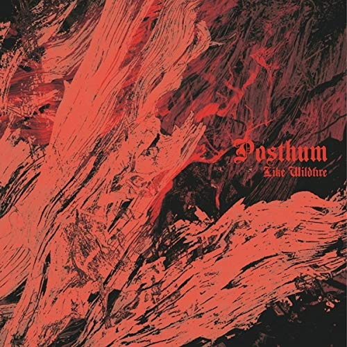 Red and black abstract album cover for Posthum’s “Like Wildfire.”