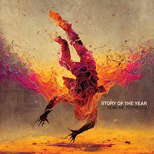 Album cover for Story Of The Year's "Tear Me To Pieces" with fiery figure.