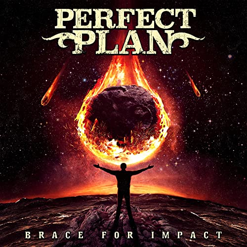 Album cover: fiery asteroid impact with silhouetted figure below.