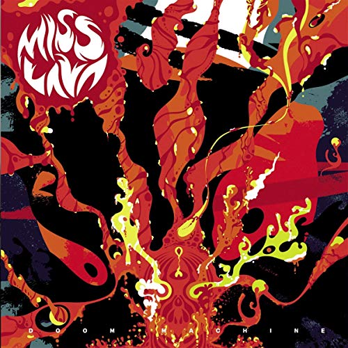 CD cover for Miss Lava’s “Doom Machine” with fiery, abstract artwork.