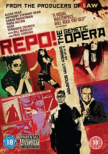 DVD cover for “Repo! The Genetic Opera” featuring character portraits.