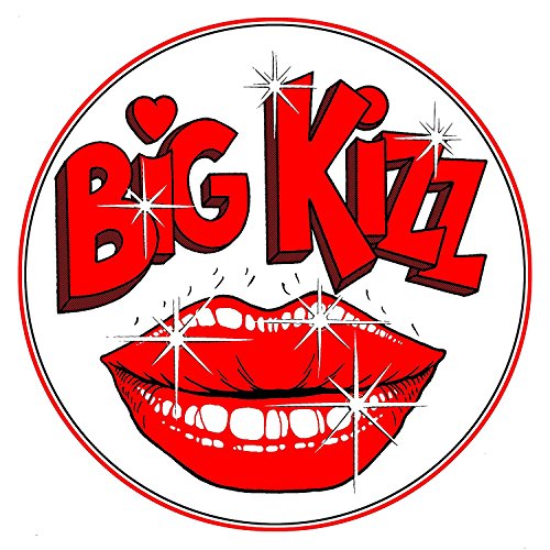 Red lips and "Big Kizz" text within a white circular design.