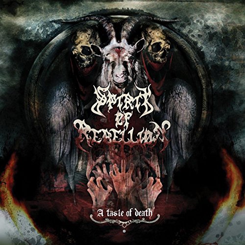 CD cover: demonic goat with skulls, hands, and fiery background.