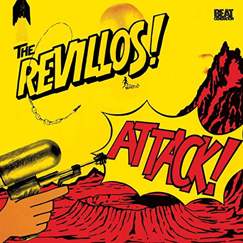 "Vinyl album cover with cartoon illustration, yellow background, and bold red and black text."