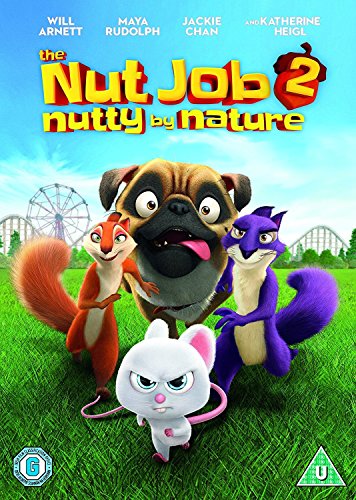 DVD cover for The Nut Job 2 featuring a pug and three cartoon animals.