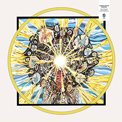 Abstract album cover with radiating lines and central bright light.