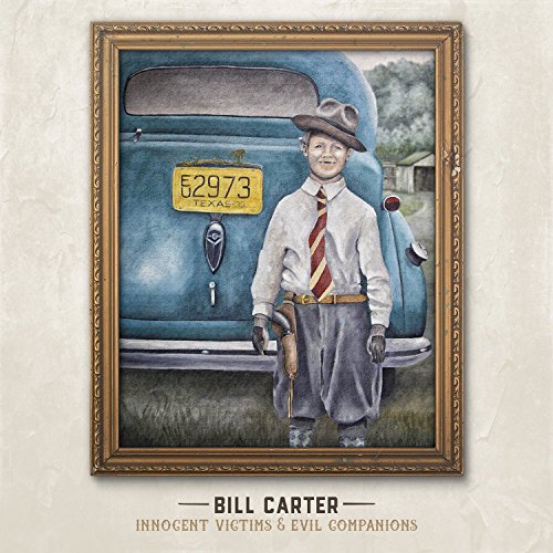 "CD cover art: man in hat and gloves standing by a blue truck."