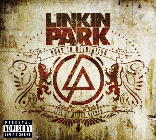 "Linkin Park DVD cover with red lions and triangle emblem on a grungy background."