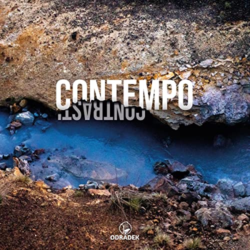 CD cover for "Contempo" with rocky landscape and blue water.
