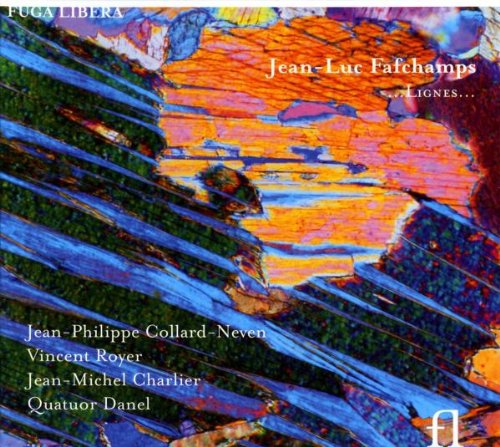 "Album cover with abstract, multicolored artwork and artist names in white text."