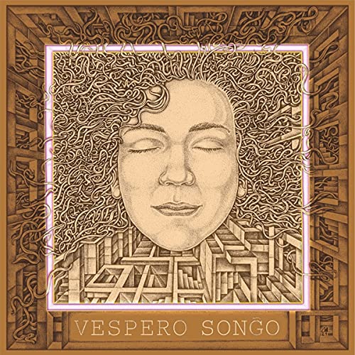 CD cover: portrait of a person with elaborate, swirling hair and geometric background.