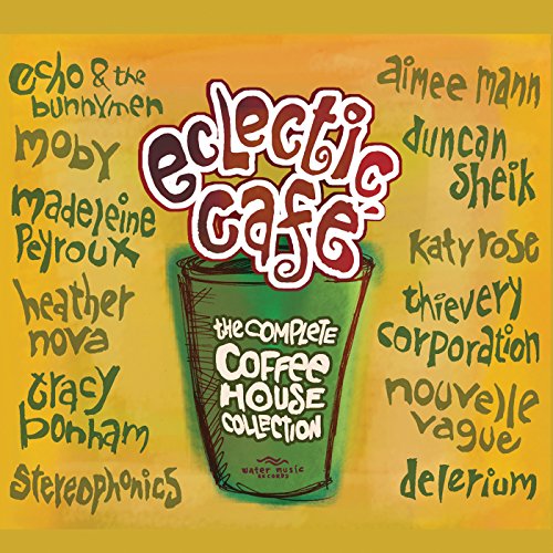 CD cover for “Eclectic Cafe” featuring a coffee cup and artist names.