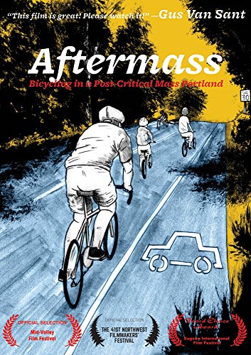 DVD cover for "Aftermass" featuring cyclists on a road with a car.